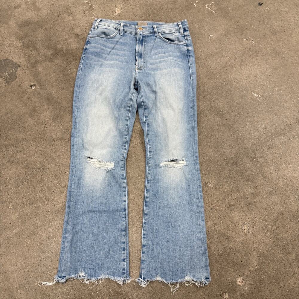 Mother Jeans Womens 29 The Hustler Ankle Chew Petal Plucker Distressed Light